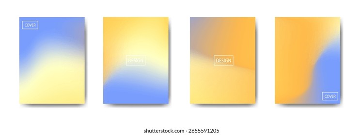 Set von vier lebendigen Farbverlauf-Cover-Designs, perfekt für Branding, Marketingmaterialien oder digitale Projekte.