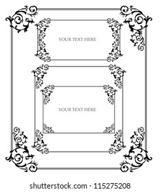 Set of four vintage frames in vintage calligraphic  style