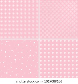 Set of four vintage pattern. Floral background for textile design.