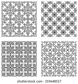  		Set of four vintage seamless pattern. Vector illustration.