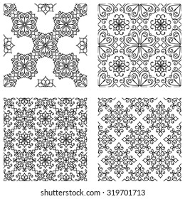  		Set of four vintage seamless pattern. Vector illustration.