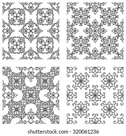  		
Set of four vintage seamless pattern. Vector illustration.