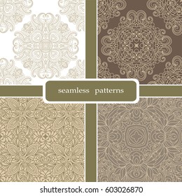 set of four vintage seamless patterns.
