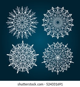 Set of four vintage snowflake vectors
