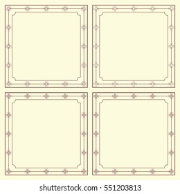 Set of four vintage square frames. Vector image