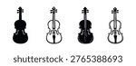 Set of Four Violin Musical Instrument Icons