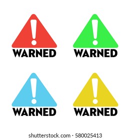 Set of four warned signs, isolated on a white background