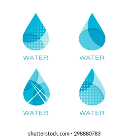 Set of four water drop templates