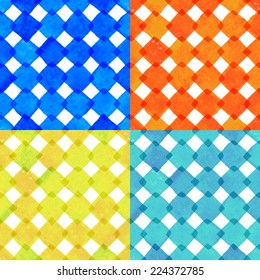 Set of four watercolor seamless pattern, vector illustration