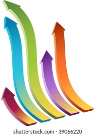 Set of Four wavy arrows moving upward.