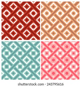 Set of four weave with circle and square  patterns in indian style