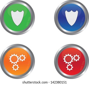 Set of four web buttons illustrated on white