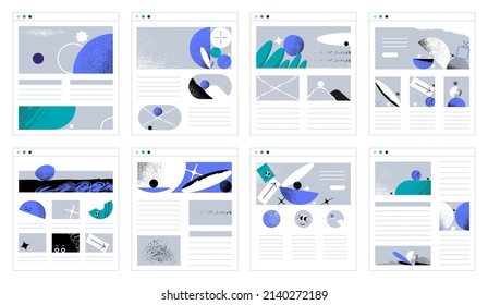 Set of four website mockup wireframe ui templates for sitemap 