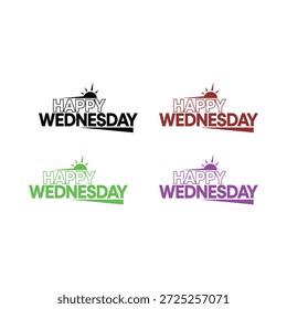 A set of four Wednesday day logos featuring a silhouette design in different colors