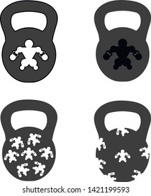 Set of four weights. Logo weights. Weight-lifting . Vector.