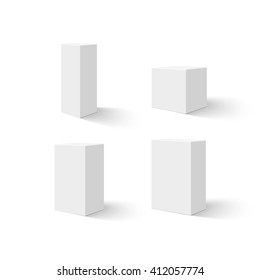 Set of four white blank boxes. Vector illustration.