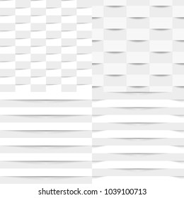 Set of four white geometric texture. Abstract seamless background, vector illustration.