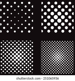 Set of four white halftone dots background hatbox 