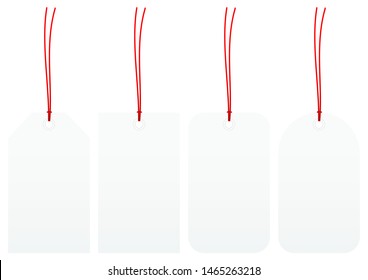Set Of Four White Hangtags With Red Strings