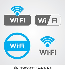 Набор из четырех иконок Wi-Fi для бизнеса или коммерческого использования.