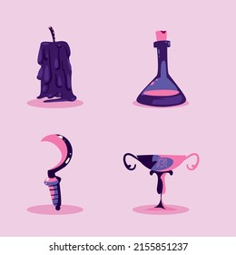 set of four witchy items