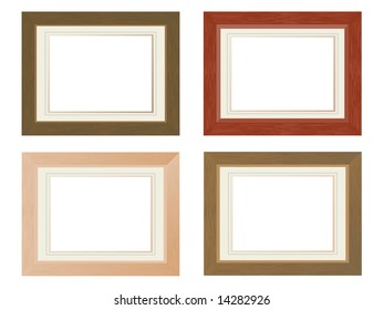 Set of four woode photo frames