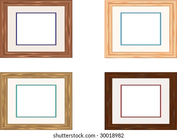 Set of four wooden picture frames