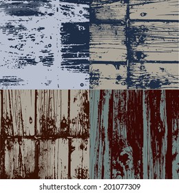 Set of four wooden textures with panels and nails