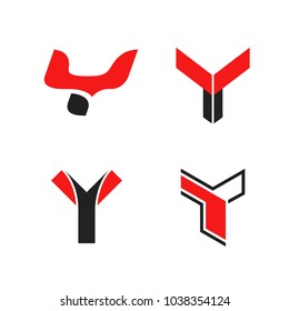 Set of four Y letter logos. Isolated on white background. Vector illustration, eps 10.