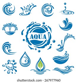 set of fourteen water icons