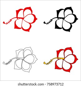 set of fous simple hibiscus icons any of them may be used as hibiscus design element or hibiscus tattoo design