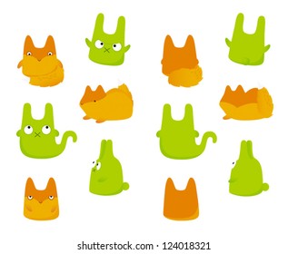 Set of fox and bunny characters
