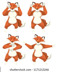 Set of fox dance moves illustration