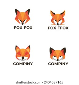 Set of Fox Gaming Mascot logo. for Gaming logo brands, for designs asseset, copy space. illustration vector fox mascot logos. orange fox mascot logo collection. e-sport logotype. Abstract illustration