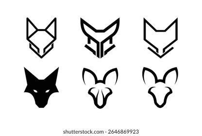 Set of fox head logo design template for your brand. Bundle animal logo