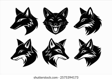 Set of fox head vector illustration