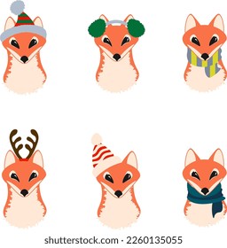 Set fox head. Winter collection
