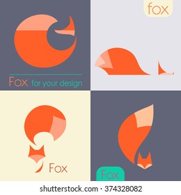 Set Fox icon - vector illustration. red fox logo