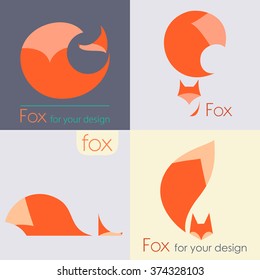 Set Fox icon - vector illustration. red fox logo