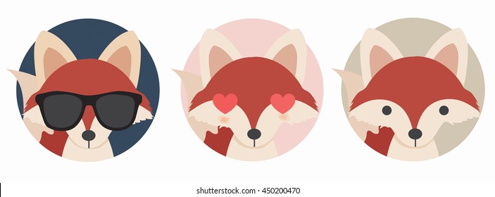 Set of fox illustration characters 