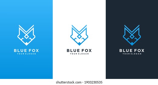 conjunto de plantillas de diseño de logotipo de línea de zorro
