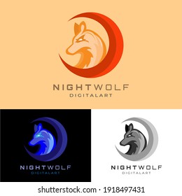 set of fox logo design with orange, blue and grey color