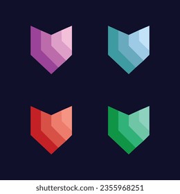 Set of Fox Logo designs Modern Geometric fox logo