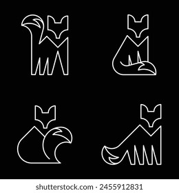Set of Fox logo. Icon design. Template elements