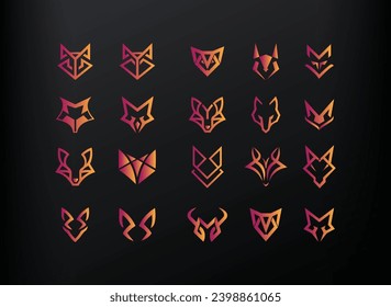 Set of Fox logo with modern concept. Vector icon fox design 