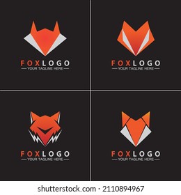 Set Fox logo Vector illustration design template