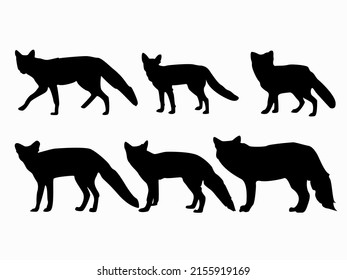 Set Fox Silhouette Vector Illustrationlabel Logo Stock Vector (Royalty ...