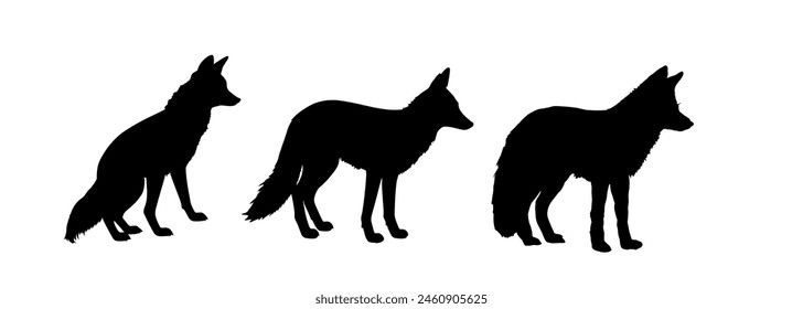 Set of fox silhouettes	- vector illustration