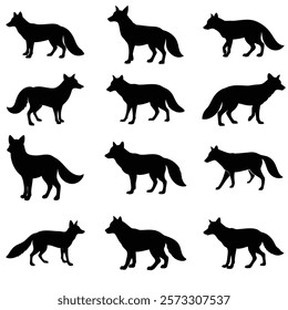 A set of fox vector silhouette illustration