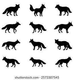 A set of fox vector silhouette illustration